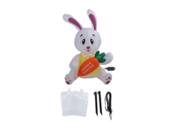Boneca Inflável Coelho Feliz Páscoa com Luzes LED 152cm para Decoração Exterior IP44 com S/MARCA