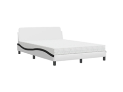 Cama com Colchão Dover 140x190 Cm Couro Artificial Preto e Branco MAISON EXCLUSIVE
