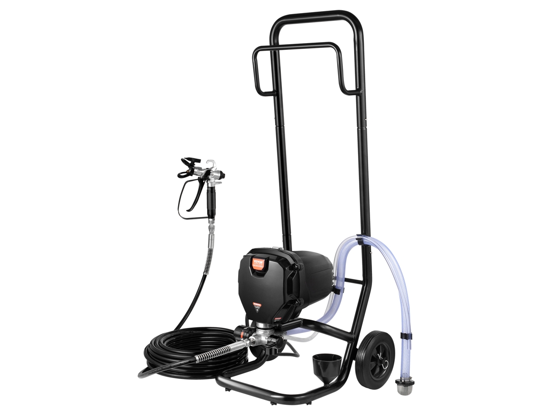 Pulverizador de Tinta Sem Ar com Suporte VEVOR Pulverizador Elétrico Sem Ar de Alta Eficiência de 750 W 3000 Psi com Carrinho