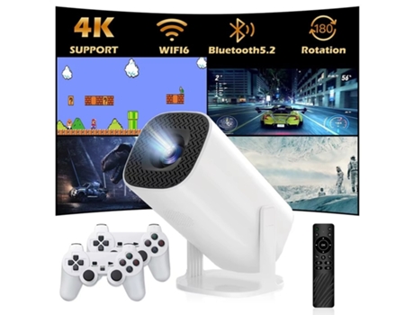 Projetor Hd Inteligente Com Consola De Jogos Retro 3d 2 Comandos S40max Clinks