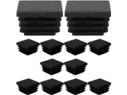 Conjunto De 12 Tampas Quadradas Pretas Plástico Para Tubos, Vedação Confiável Para Pés De Móveis E Postes Cerca