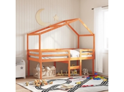 Cama Alta Com Telhado 90x200 Cm Pinho Maciço Castanho-mel