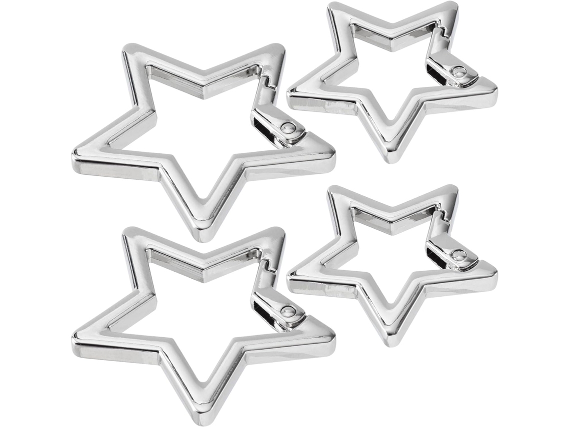 Conjunto de 4 mosquetões Estrela, liga de zinco resistente, em formato