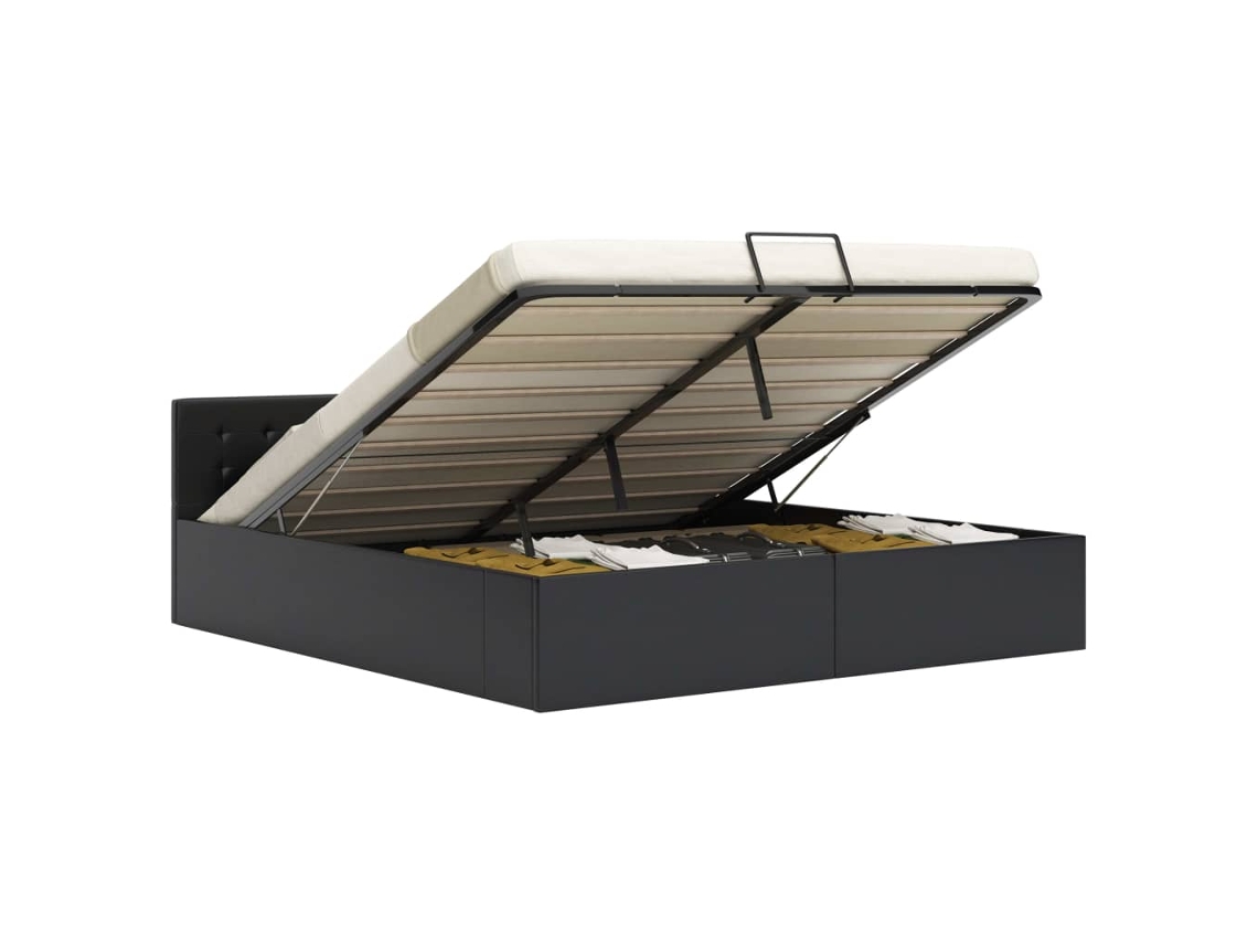 Bed Frame, Bed Frames Vidaxl Preto Couro Artificial (180 X 200 Cm)