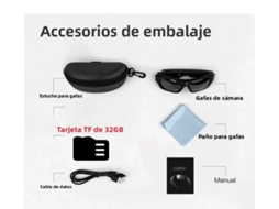 Óculos com Câmera 4k Ultra Hd, Óculos para Ciclismo Esportivo Ao Ar Livre, Câmera de Ação com Monitoramento de Vídeo MDUG (32g)