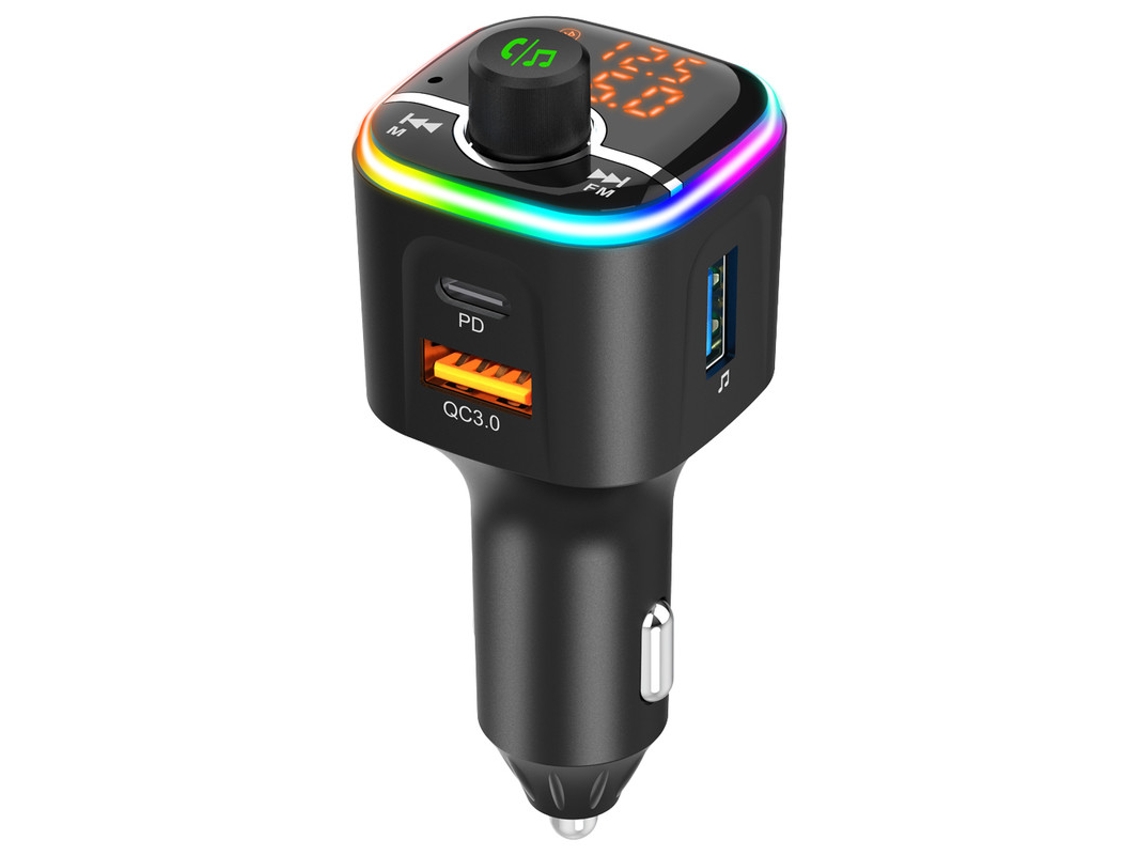 Transmissor Fm YIZHOOD Bc68 Bluetooth 5.0 Car Mp3 Kit de Carro Sem Fio Tipo-C Pd Qc3.0 Preto