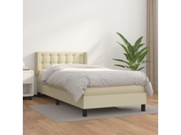 Vidaxl Cama Com Molas/colchão 90x190 Cm Couro Artificial Cor Creme
