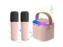 Máquina De Karaokê Para Crianças E Adultos, Mini Karaokê Bluetooth, Caixa De Som Com 2 Microfones Sem Fio E 7 Luzes Coloridas, B Aquaforge