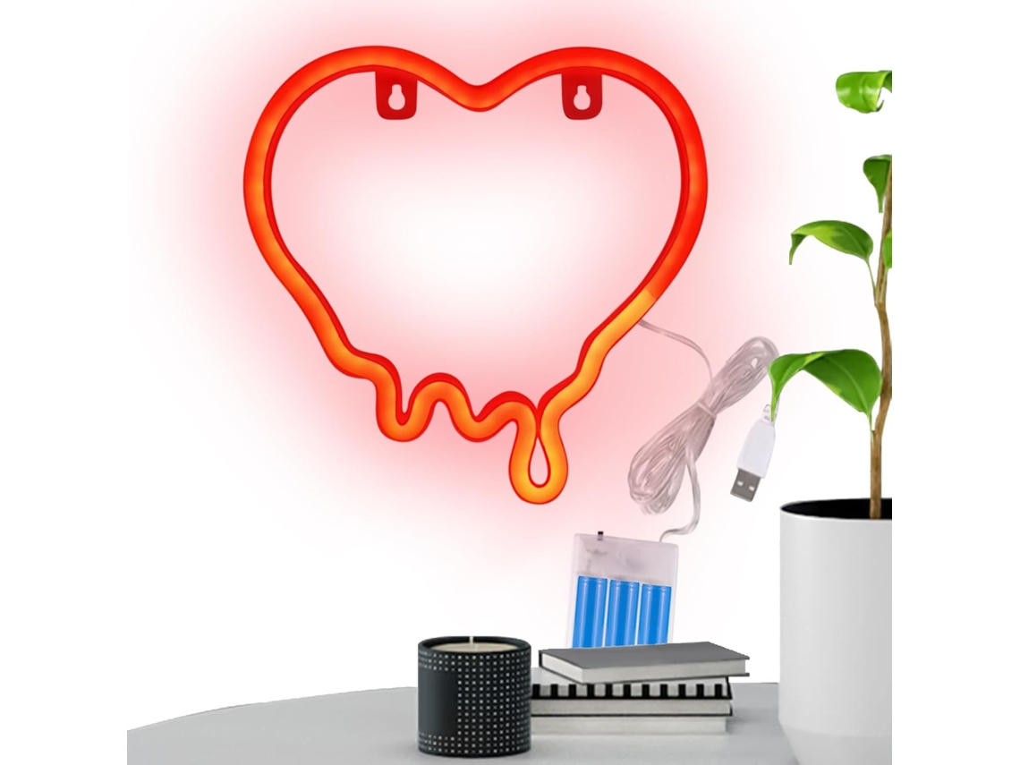 Luminária De Néon Em Formato De Coração Para Quarto Alimentação Por Bateria Ou Usb Luminária De Gokoco