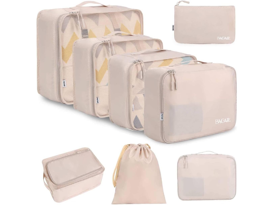 Conjunto De Cubos De Embalagem Organizadores De Embalagem De Bagagem Para Acessórios De Viagem Creme Ehstmind