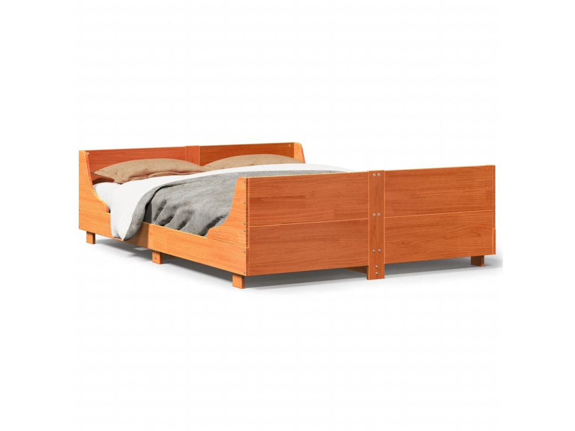 Bed Frame, Bed Frames Vidaxl Marrom Madeira De Pinho (140 X 190 Cm)