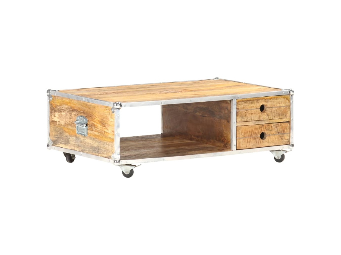 Vidaxl Mesa De Centro 89x59x33 Cm Madeira De Mangueira Áspera Maciça