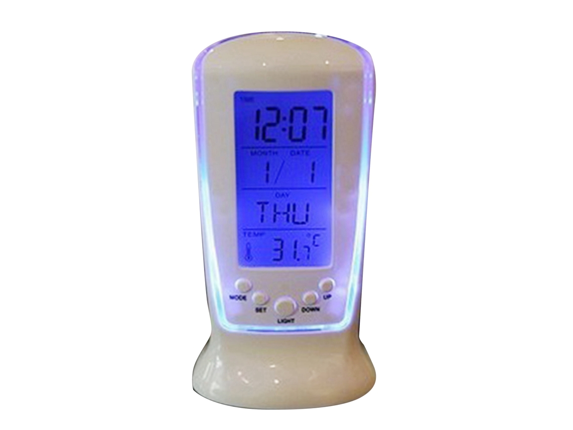 Relógio De Alarme Com Display De Temperatura E Luz Azul Branca