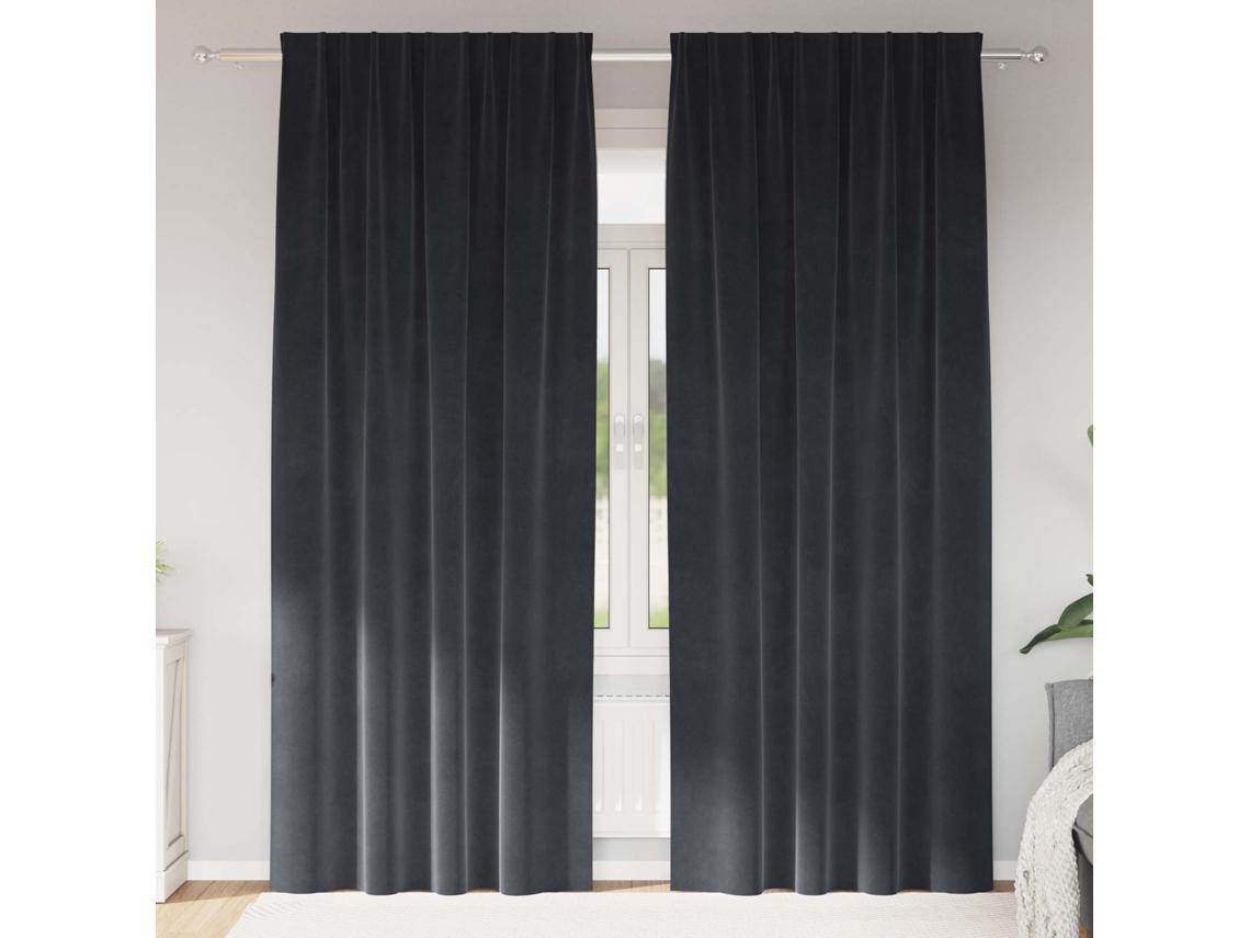 Vidaxl Cortinas Opacas 2 Unid. Cinzento-escuro 140 X 260 Cm Veludo