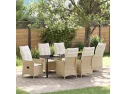 Vidaxl Conjunto De Jantar Para Jardim 7 Unid. Bege Vime Pe