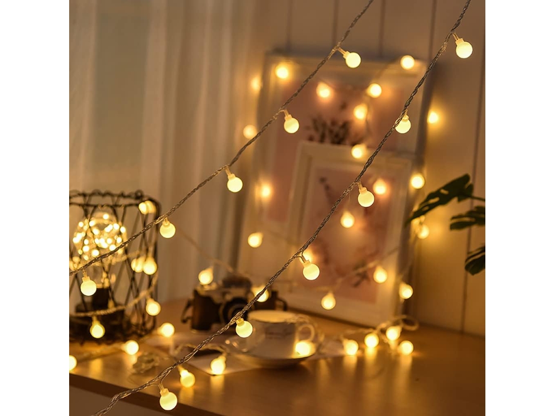 Cordão De Luzes Led Para Uso Externo, 6 M, 40 Bolas De Led, Branco Quente, Iluminação Para Quartos Infantis, Varanda, Festa, Decoração. Globo De 5 M
