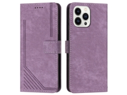 Capa Em Couro Pu Com Suporte Para Apple Iphone 16 Pro Max Roxo