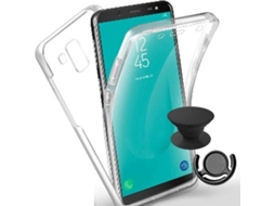 Kit Capa/PopSocket e Suporte PopSocket Preto Samsung Galaxy J3 2017 360º Transparente