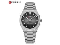 Relógio de Pulso Masculino MDUG Casual com Mecanismo de Quartzo Listrado e Pulseira de Aço (prateado e Preto)