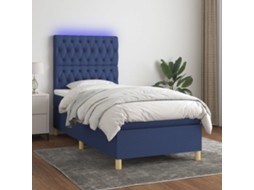 Vidaxl Cama Box Spring C/ Colchão E Led 80x200 Cm Tecido Azul