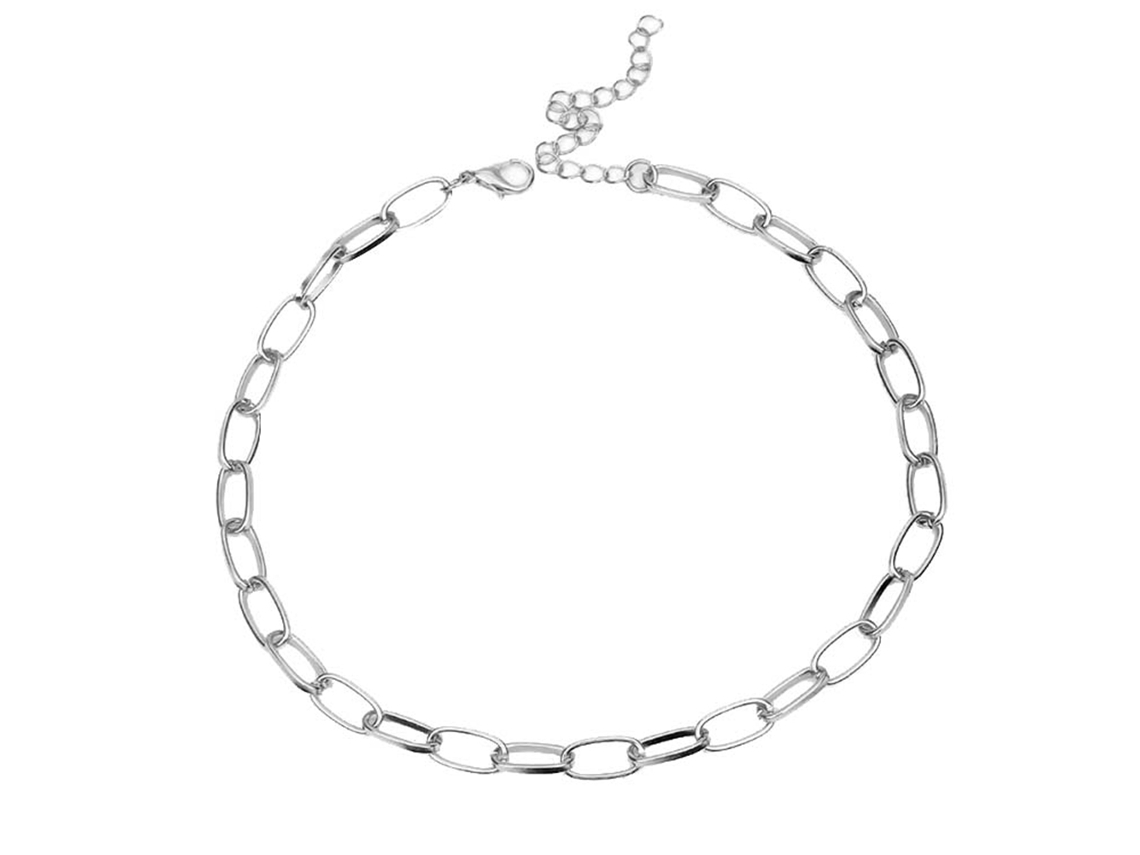 Colar Choker Feminino Metálico Brilhante