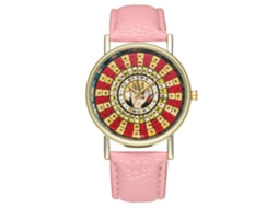 Reloj De Cuarzo De Pareja Zhoulianfa Con Correa De Pu Dial Redondo Rosa