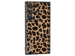Capa Traseira De Couro Pctpu Compatível Com Samsung Galaxy S24 Ultra Com Estampa De Leopardo