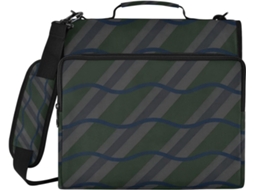 Organizador de mesa com 3 argolas, na cor verde-escura, com alça, organizador de documentos à prova de falhas.