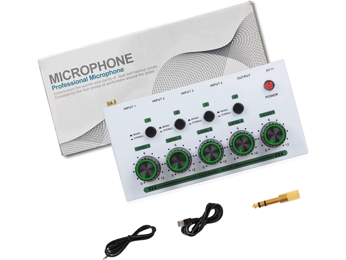 Mixer SFUSHOS portátil, 4 entradas, profissional