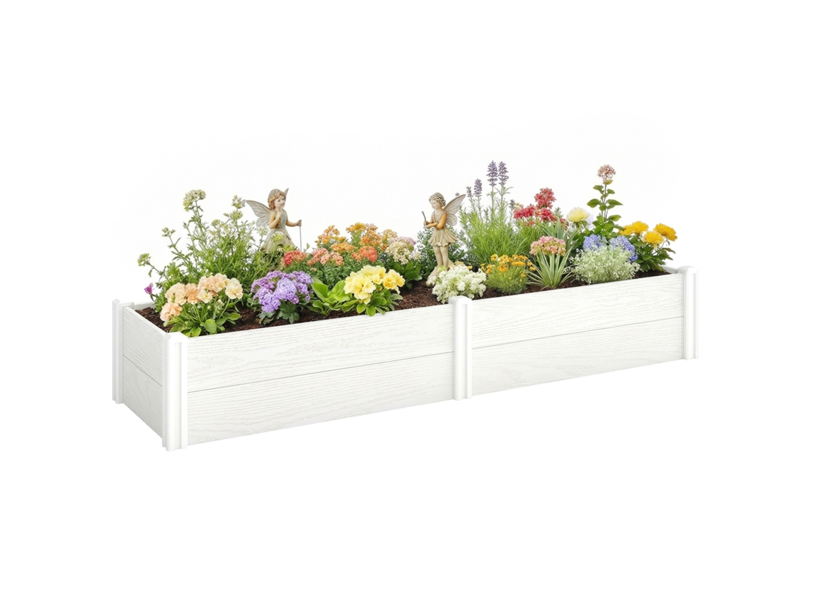 Cama de Plantio Elevada Diy Cold Frame (plástico, Branco, 197x54x33 Cm)
