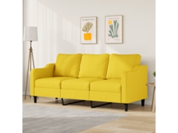 Sofá De 3 Lugares 180 Cm Tecido Amarelo Claro Lovely Home