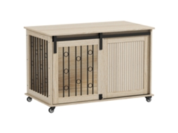 Caixa Cachorro Rodas Porta Deslizante S/MARCA gaiola canil, aço, madeira, 100x56x65 cm