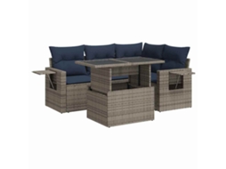 Conjunto Sofás de Jardim 5 Pcs com Almofadões Acácia e Vime Pe MAISON EXCLUSIVE (5 pcs)