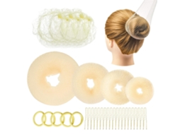 Conjunto Para Fazer Coque Com 32 Peças, Incluindo 6 Coques, 5 Elásticos De Cabelo, 3 Redes Para Cabelo E 20 Grampos Formato U, Cor Dourada