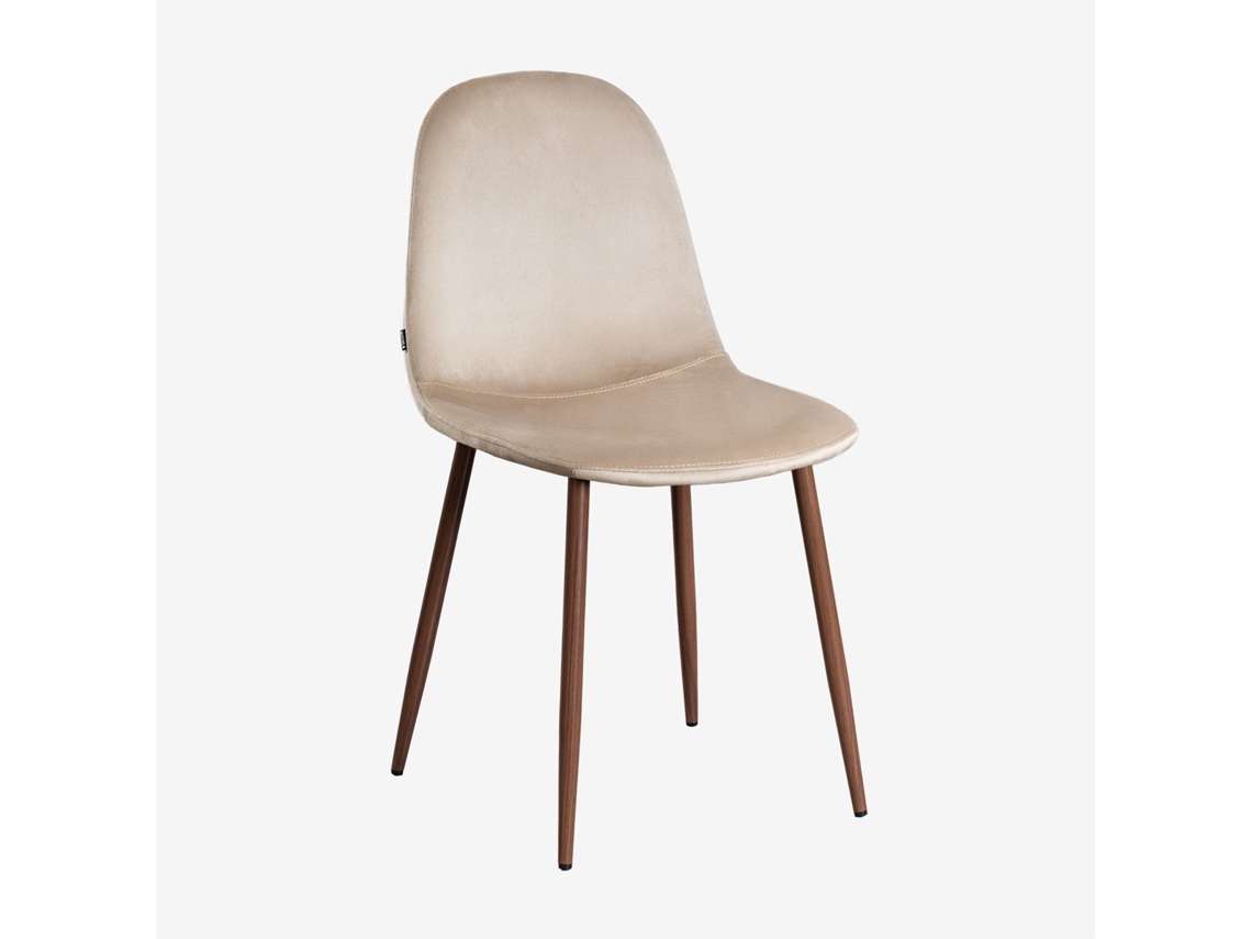 Sklum Pack De 2 Cadeiras De Jantar Glamm Poliéster     Madeira Escura                  Velluto Castanho Trigo                               Veludo