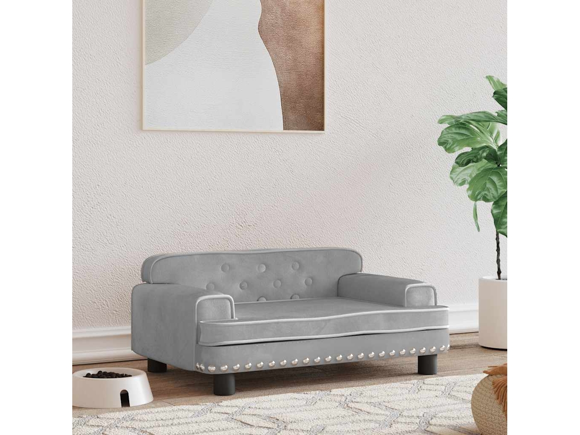 Vidaxl Cama 70x45x30 Cm Veludo Cinzento-claro