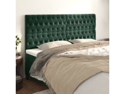 Cabecero de terciopelo de 4 piezas 100x7x78/88 cm verde oscuro