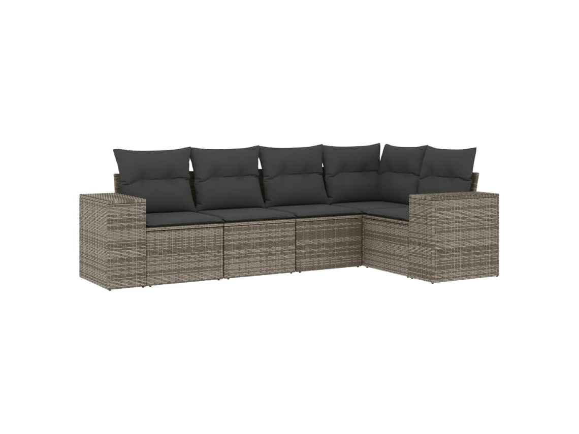 Conjunto de 5 Sofás de Jardim com Almofadões Vime Pe Cinzento MAISON EXCLUSIVE (5 pcs)