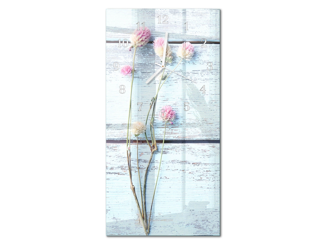 Relógio De Parede De Vidro Branco Espelharte (30x60 Cm)