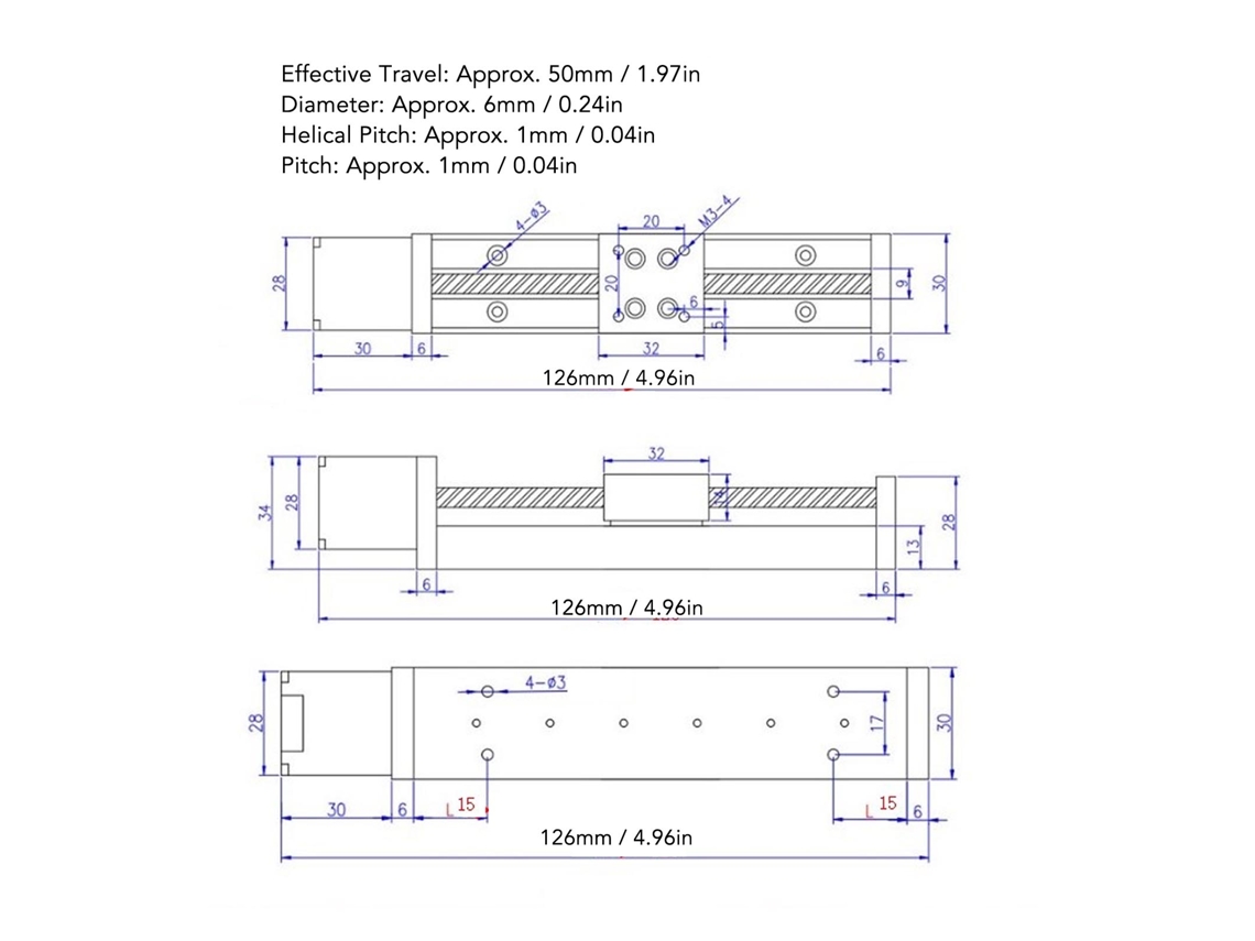 Laxiscreed Mini Linear Rail De 50mm Para Cnc Diy Com 28 Motores Passo A Passo