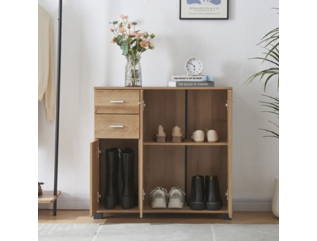 Crimla Zaparero com 2 gavetas e 3 guardas 76 x 80 x 28 cm Efeito Oak [EN.CASA]