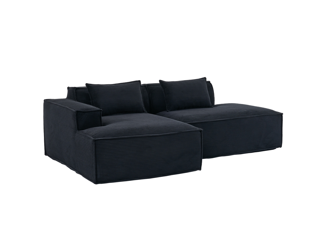 Sofá De Tecido Econômico De 235 Cm Com Dois Almofadas E Bolsa De Molas - Moderno E Confortável, Ideal Para Pequenos Espaços.