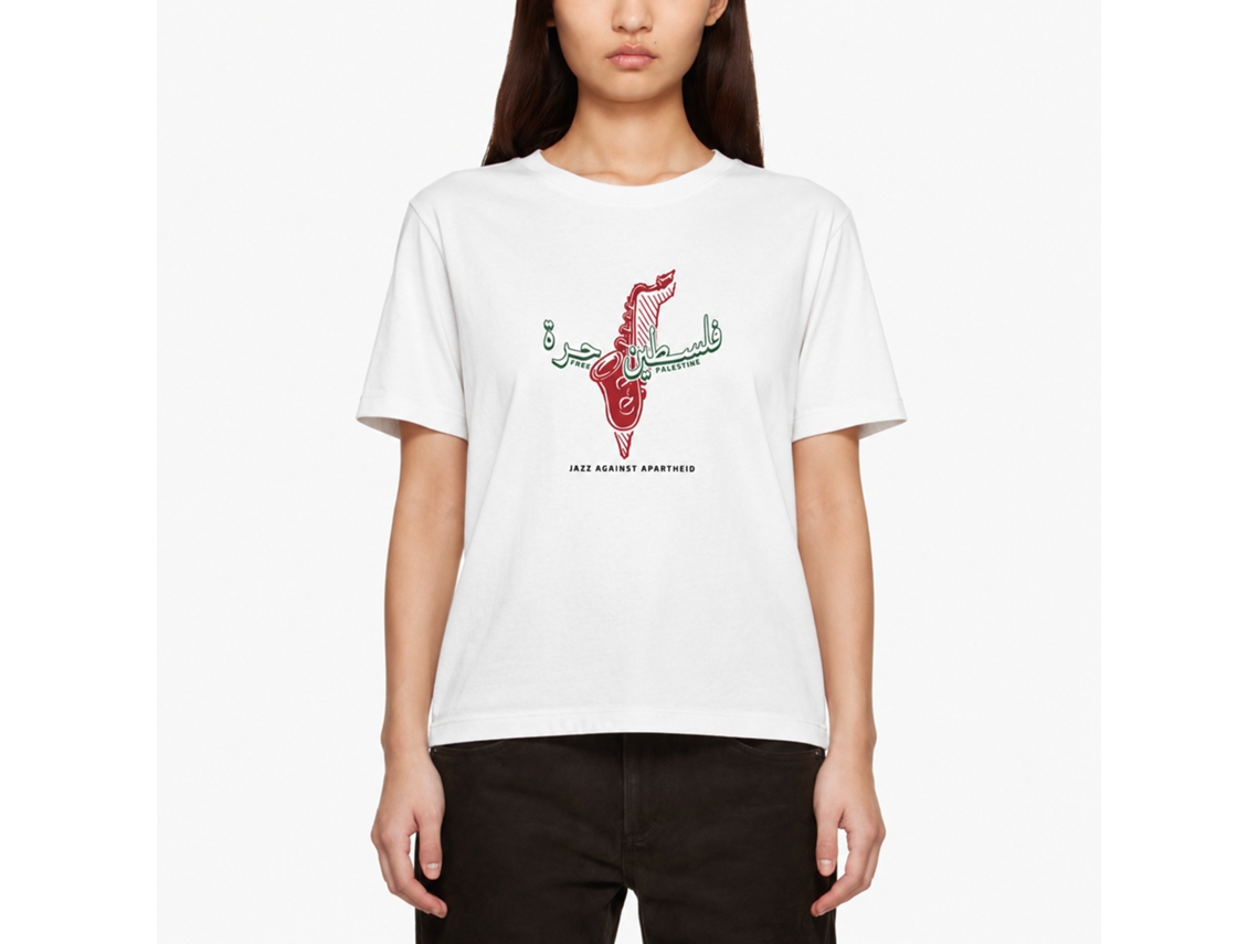 Camiseta Rockinstone Jazz Against Apartheid Branca The Jazz Estate - Estilo de Designer Exclusivo
