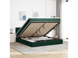 Vidaxl Estrutura De Cama Otomana Com Colchão 180x200 Cm Verde Escuro