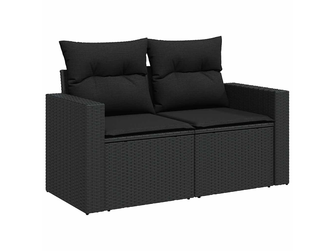Conjunto de 8 Sofás de Jardim com Almofadões Vime Pe Preto MAISON EXCLUSIVE (8 pcs)
