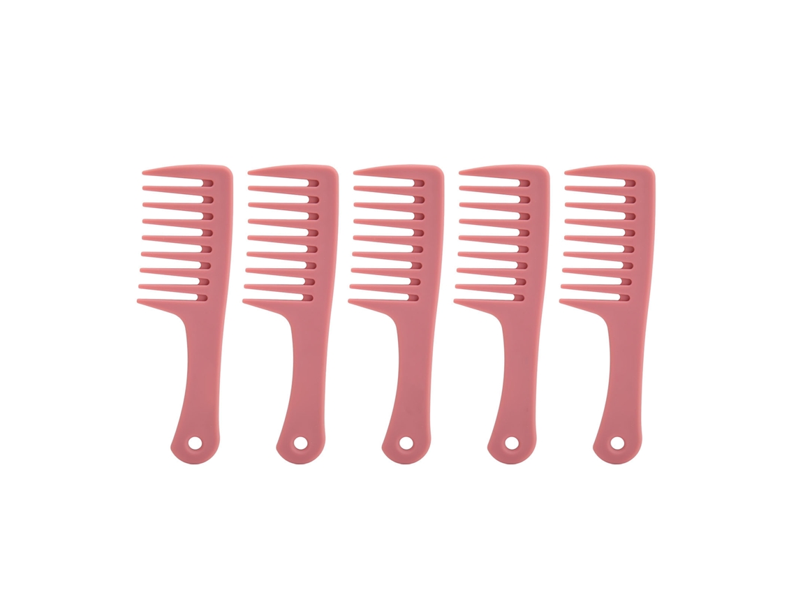 5 Peças Pente De Dentes Largos Anti-estático Com Cabo Ergonômico Borda Arredondada Para Cabelo Prático Seguro