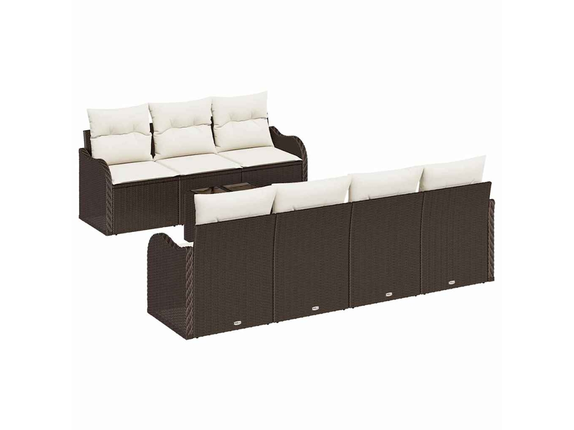 Maison Exclusive - Conjunto De Sofá De Jardim Com Almofada 8 Pcs Marrom E Creme