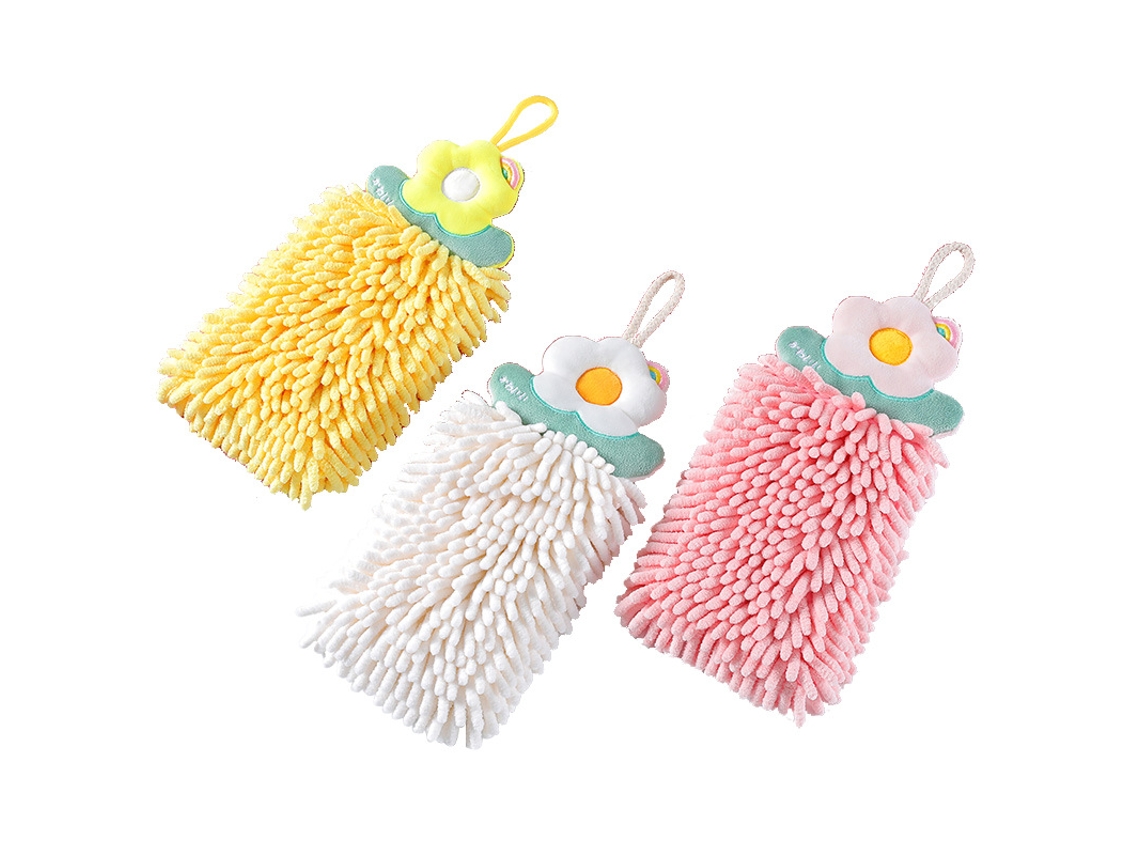 Conjunto de 3 Toalhas de Chenille, de Cozinha com Alça, para Pendurar AQUAFORGE