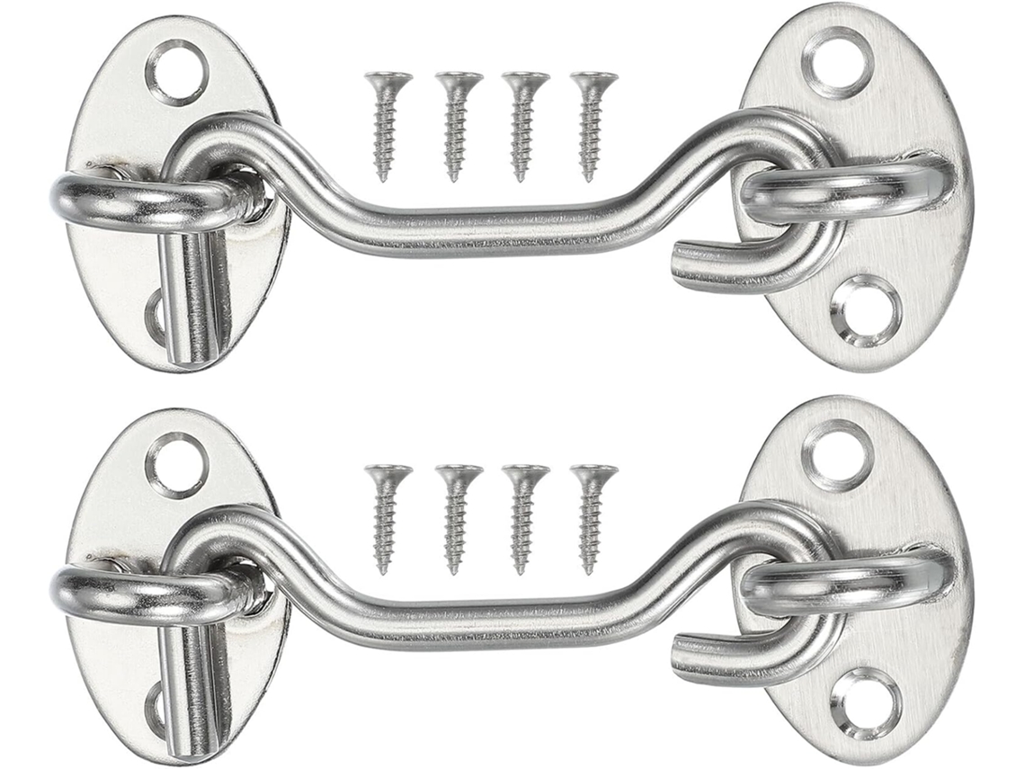 Conjunto De 2 Fechos Gancho E Olhal 7, 6cm 3 Polegadas Porta De Celeiro Com Fusos, Prateados