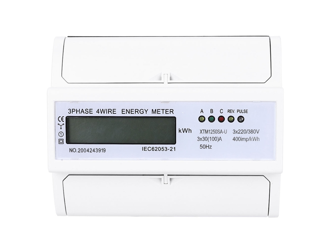 Medidor Elétrico Digital Trifásico 4 Fios 7p Din Rail Contador Kwh 30(100)a